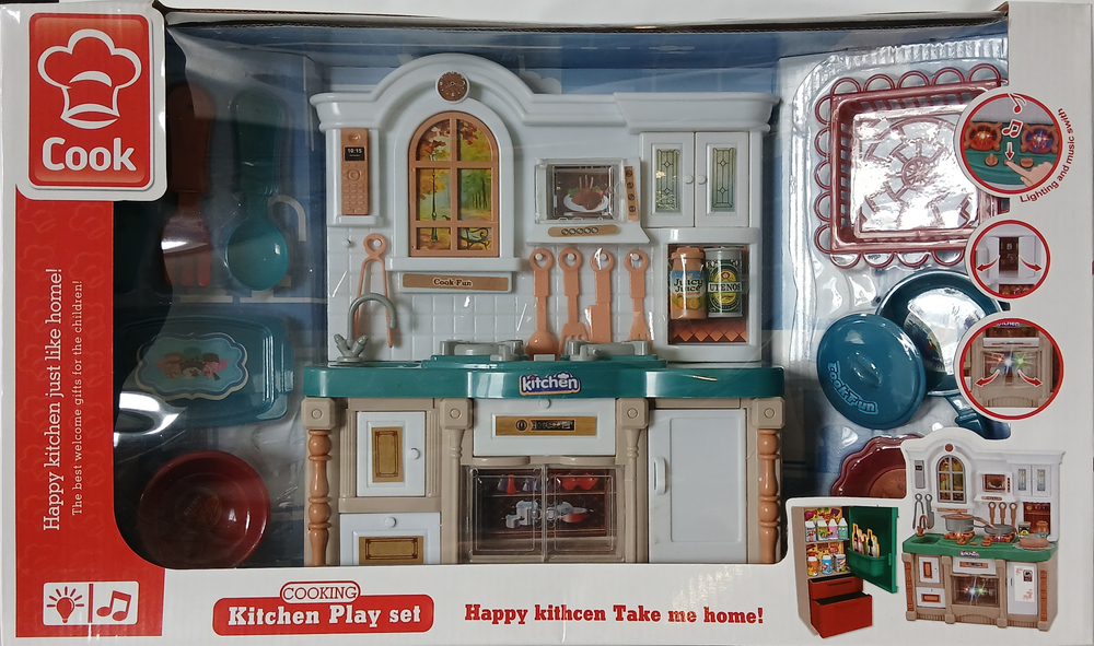 Игровой кухонный набор "Счастливая кухня", с музыкой, светом и посудой, высота 27 см