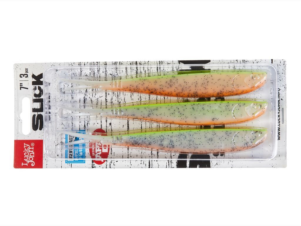 Виброхвост LJ 3D Slick Shad-V 7" (17.8 см), цвет 010, 3 шт.