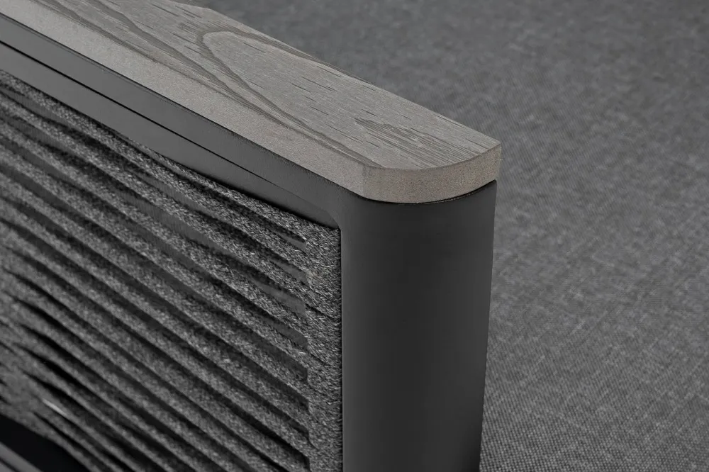 "Сан Ремо" кресло плетеное из роупа садовое, каркас алюминий темно-серый, роуп серый, ткань серая