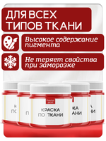 Комбо красок по ткани (красная) 5х20 мл