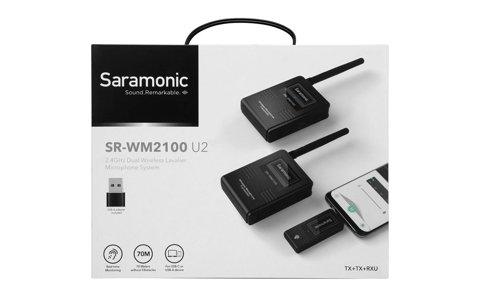 Беспроводная радиосистема Saramonic SR-WM2100 U2 (TX+TX+RX) с разъемами USB-A, USB-C