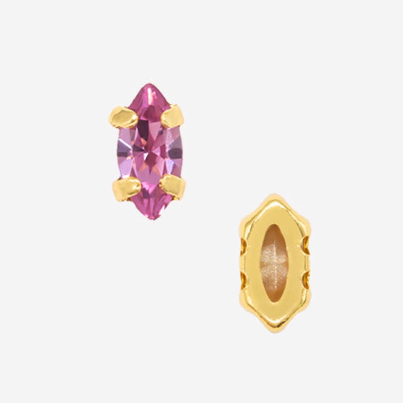 Кристалл Маркиз (Marquise Fancy Stone) в цапах, оттенок "Фуксия"/"Fuchsia", 6*3мм, позолота