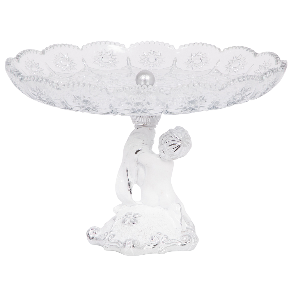 Фруктовница-конфетница Эдем со стеклянной чашей 1257 Серебро