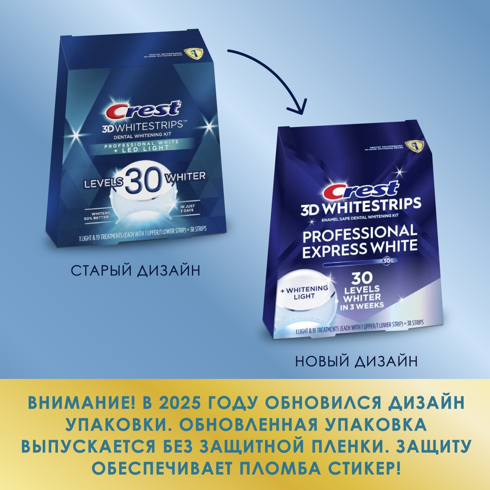 Отбеливающие полоски Crest Professional Express White + LED light