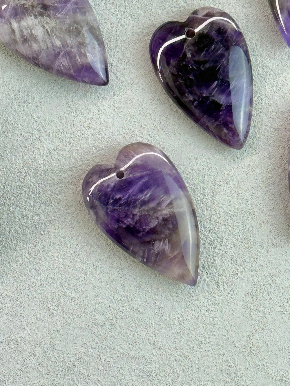 Подвеска сердце, аметист 40*25 мм