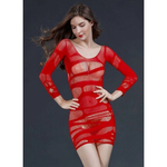 Сексуальное платье-сетка с длинным рукавом от Moonlight модель № 04 красное