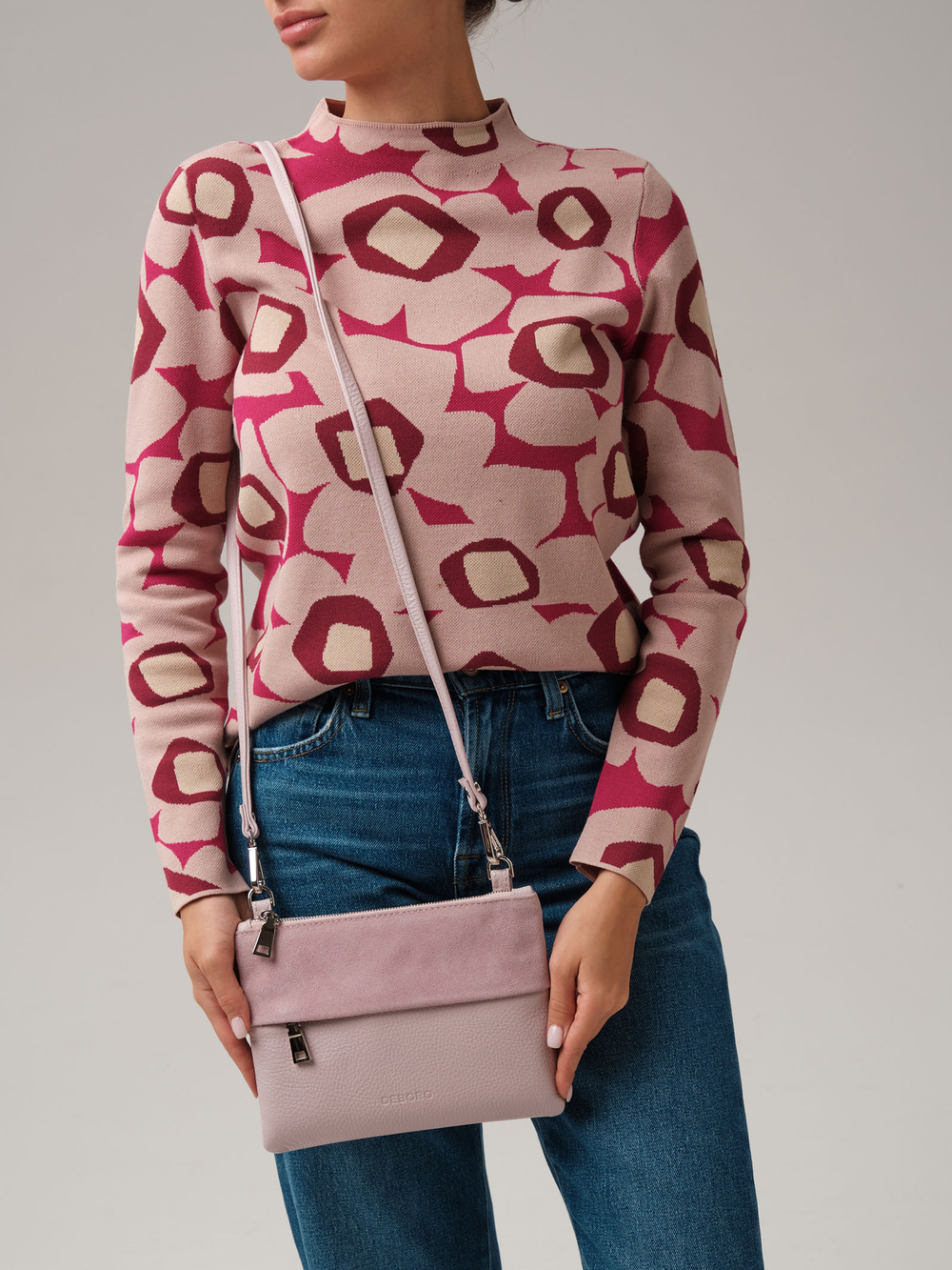 Сумка Deboro 3017 розовая глазурь велюр