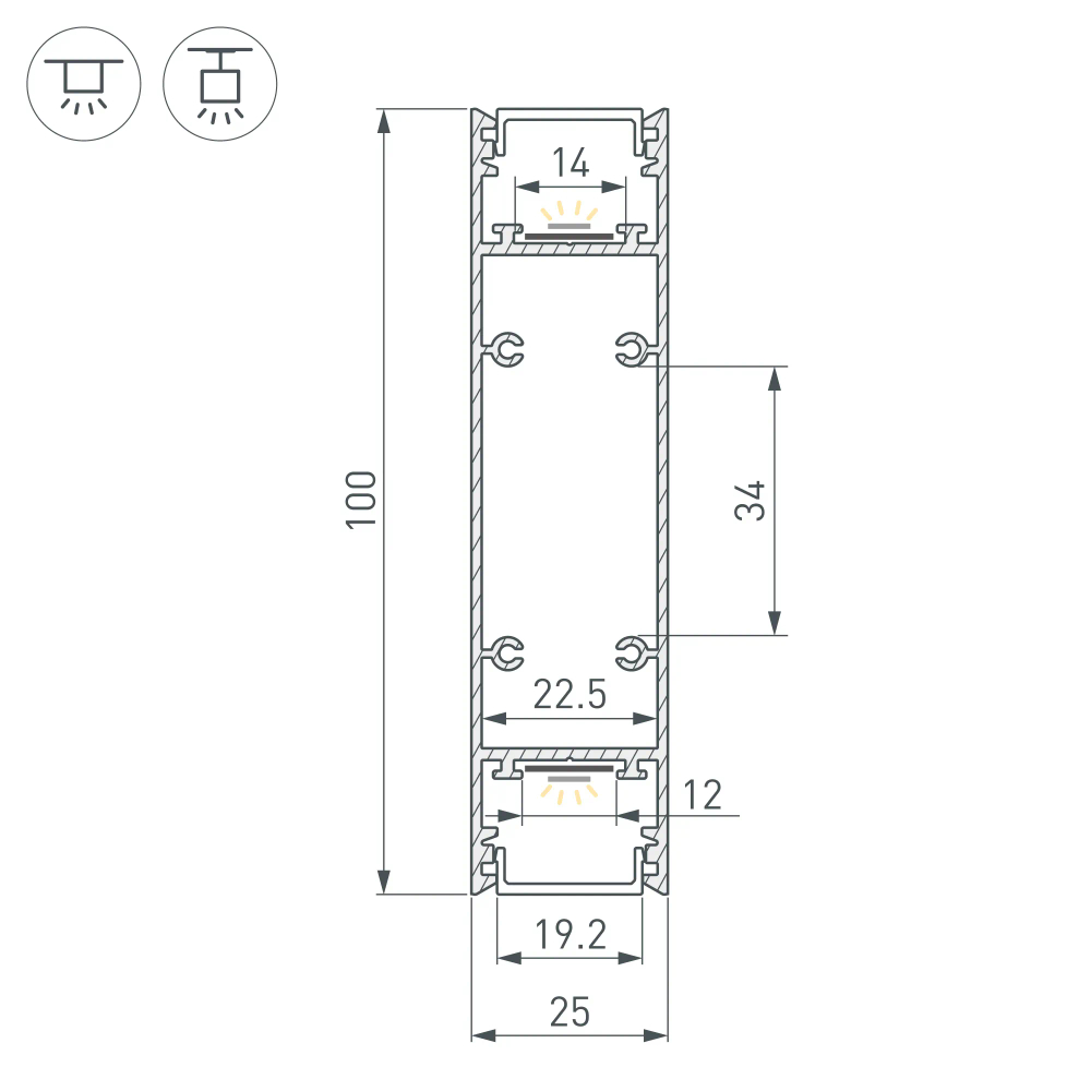 Профиль SL-LINE-25100-DUAL-2500 BLACK (Arlight, Алюминий) 033735