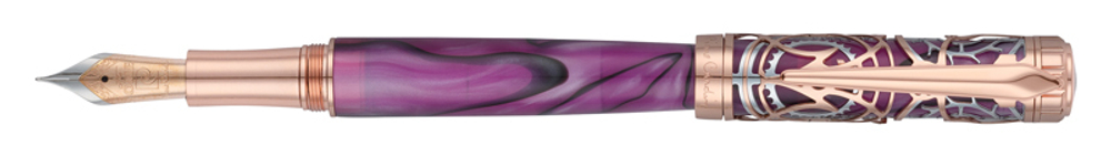 Фото перьевая ручка Pierre Cardin L'ESPRIT PC6613FP-A2 фиолетового цвета с отделкой "розовое золото" в подарочной  коробке с гарантией