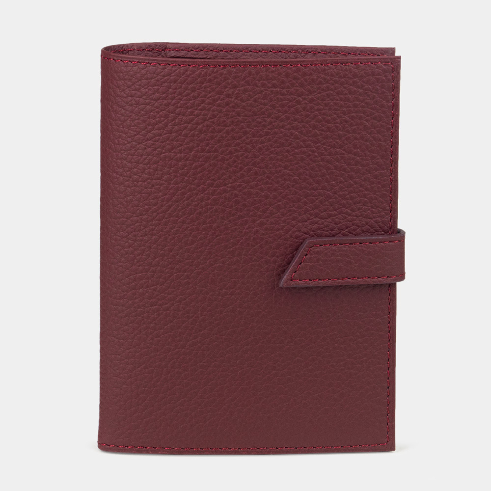 Обложка для паспорта и автодокументов из натуральной кожи теленка, бордового цвета