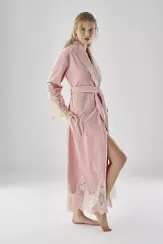Халат женский велюровый Kleopatra 0383 пудра NUSA Турция