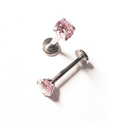 Пирсинг. Лабрета интернал для пирсинга губы 10 мм с розовым кристаллом 3 мм. Медицинская сталь. 1шт