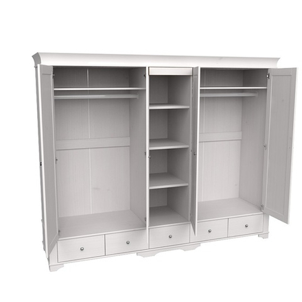 Шкаф 5-ти дверный с 5 глухими дверями «Бейли» белый воск/антик