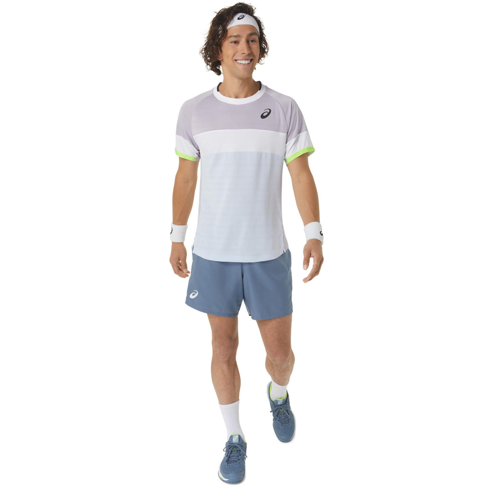 Мужское теннисное поло ASICS Match Top Tee T-Shirt Men - Light Blue, White