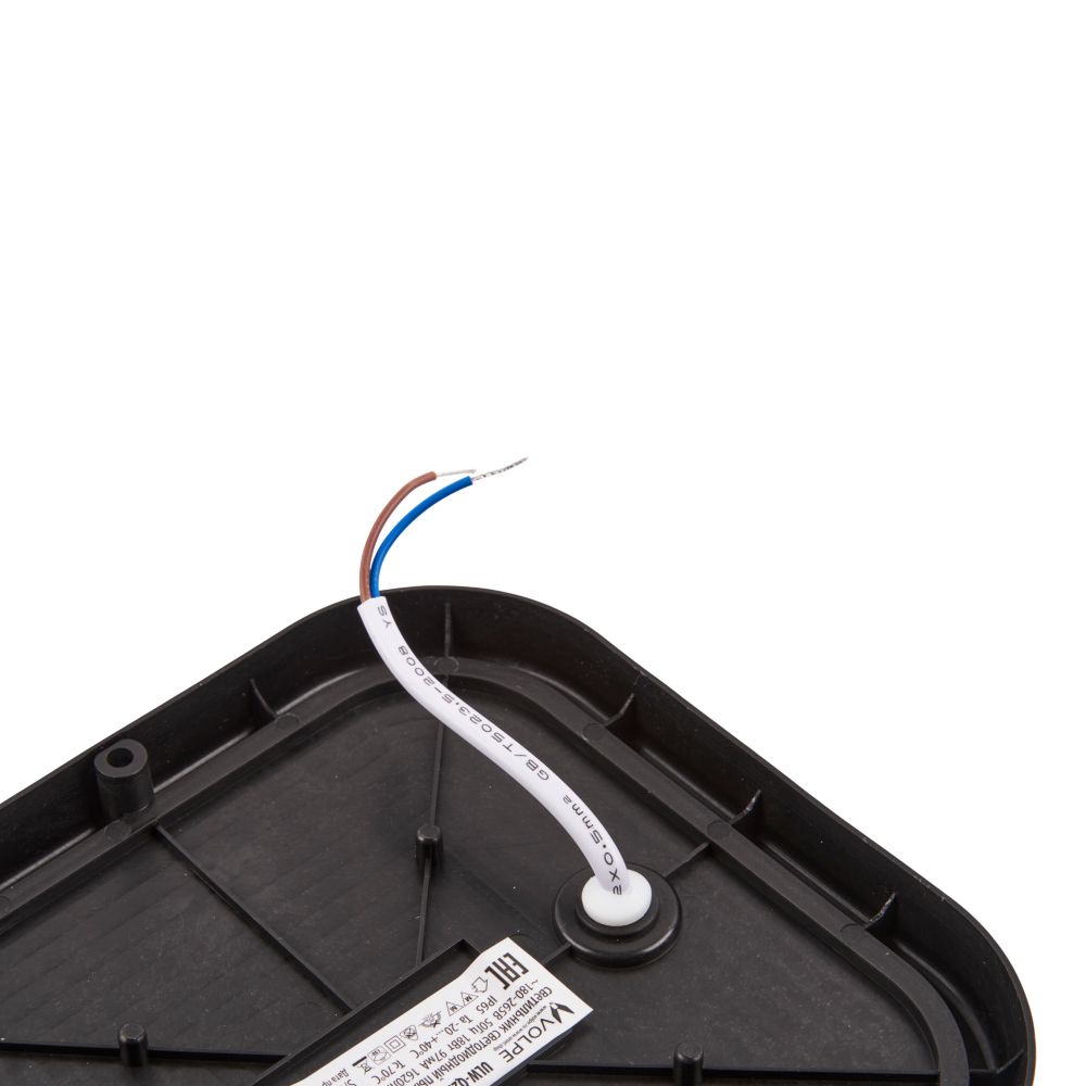 ULW-Q229 24W-4000K IP65 BLACK Светильник светодиодный влагозащищенный. Квадрат. Белый свет 4000K. 190×190×37мм. Корпус черный. ТМ Volpe