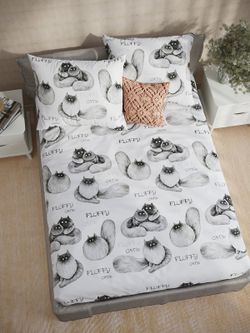 Постельное белье поплин Сказка "Флиппи" евро Наволочка 50х70 см 2 шт Простынь на резинке 180x200 см Пододеяльник 200x215 см