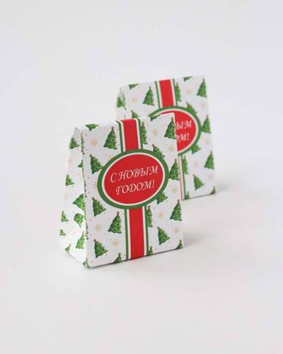 Пакетик подарочный объемный "Новогодние ёлки", 70х35х85мм