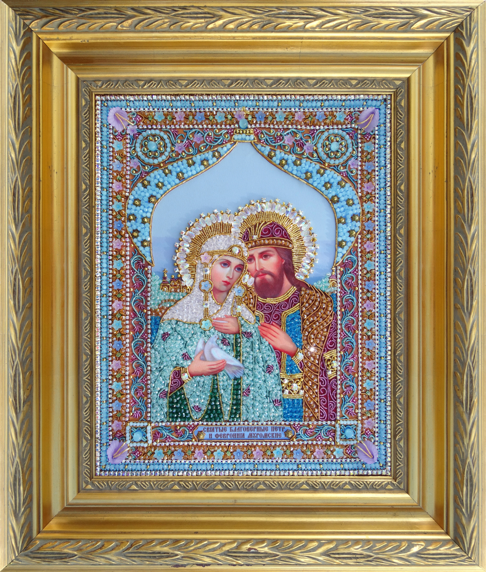 И-26 Набор для вышивания хрустальными камнями Святые Петр и Феврония