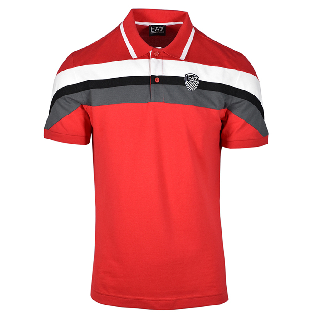 Мужское поло теннисное EA7 Man Jersey Polo Shirt - tango red