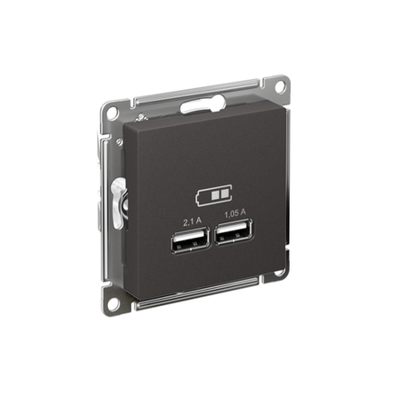Розетка USB AtlasDesign тип A+A 5В/2.1А 2х5В/1.05А механизм базальт SE ATN001433
