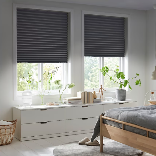 ШОТТИС SCHOTTIS Шторы плиссе blackout, 100x190 см, темно-серые