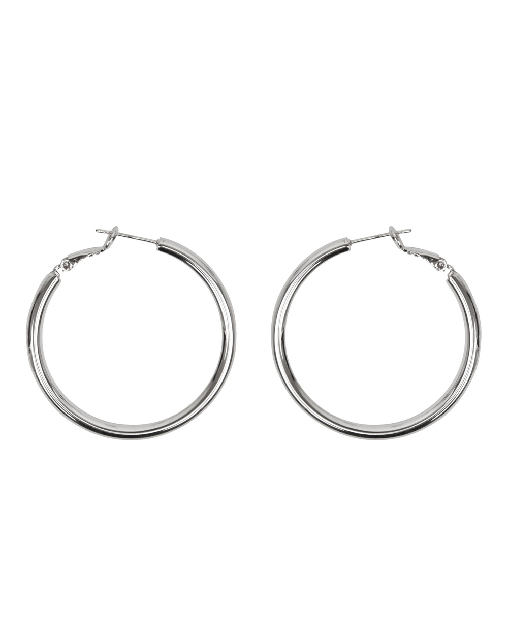 Серьги тонкие кольца, гладкий металл, серебро