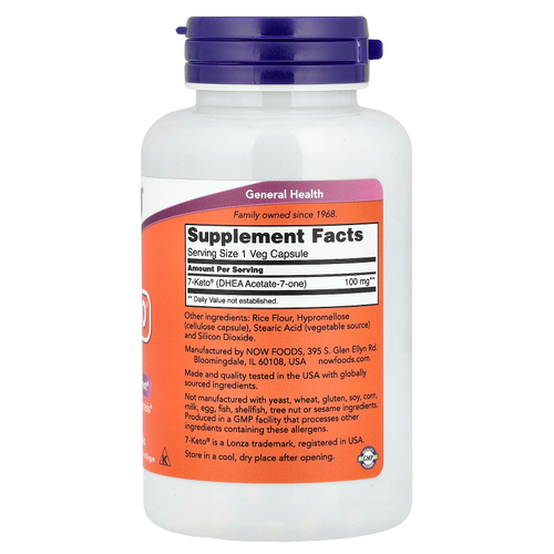NOW Foods, 7-KETO, 100 мг, 120 растительных капсул