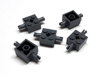 Lego 50шт Кирпич 2x2 модифицированный со штифтами и осевым отверстием (темно-серый) 30000 / 4211024