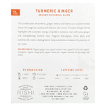 Rishi Tea, органическая растительная смесь, куркума и имбирь, без кофеина, 15 пакетиков, 45 г (1,58 унции)