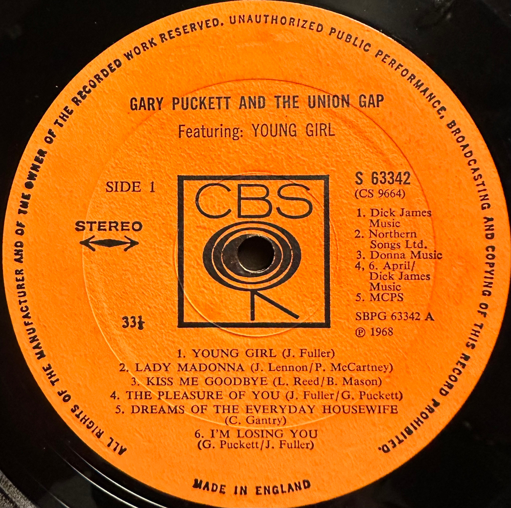 Gary Puckett And The Union Gap Featuring "Young Girl" (Англия 1968г.)