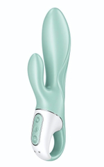 Зеленый вибратор-кролик Satisfyer Air Pump Bunny 5+ с функцией расширения - 20,4 см. (Цвет: зеленый)