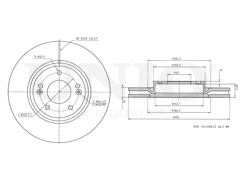 Диск тормозной передний UNIO BRD-20012