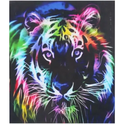 Алмазная мозаика на подрамнике с полным заполнением «МИР ЯРКИХ КРАСОК», красочный тигр, 20*20 см