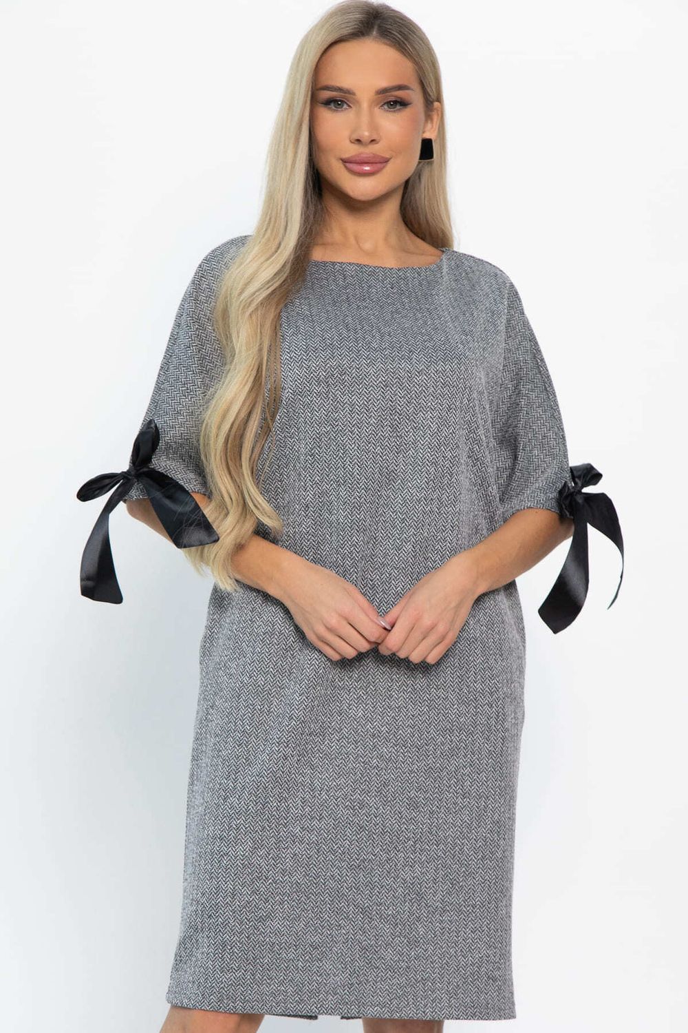 Платье с бантами Кайла (серое) П14873-10М LT Collection