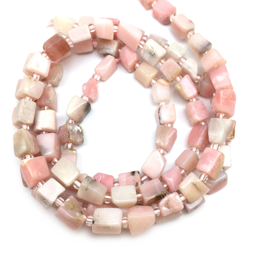 Опал розовый 6х6 - 8х7 мм, бусины (нить 38 см)