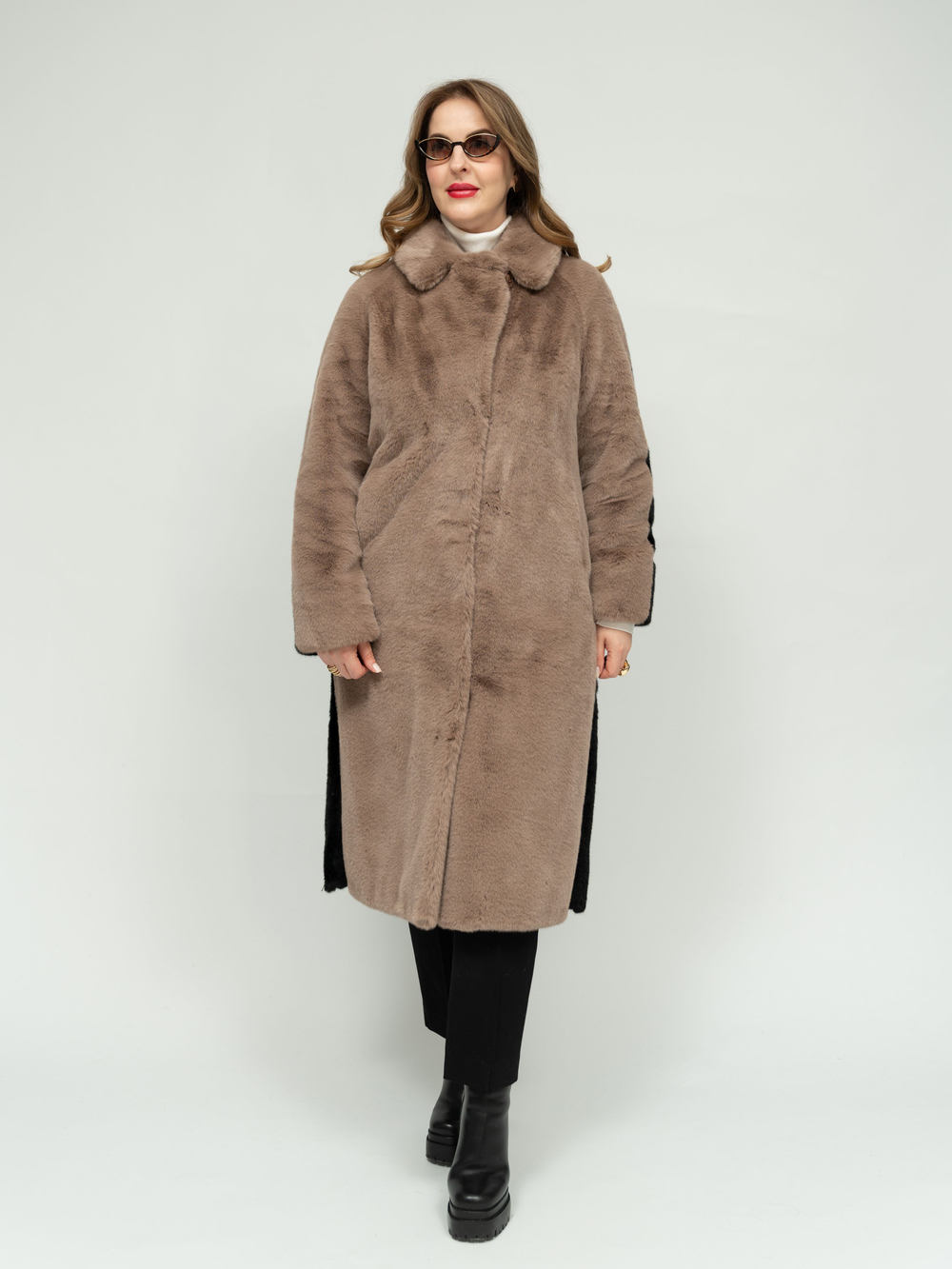 Шуба искусственная женская зимняя экомех длинная
