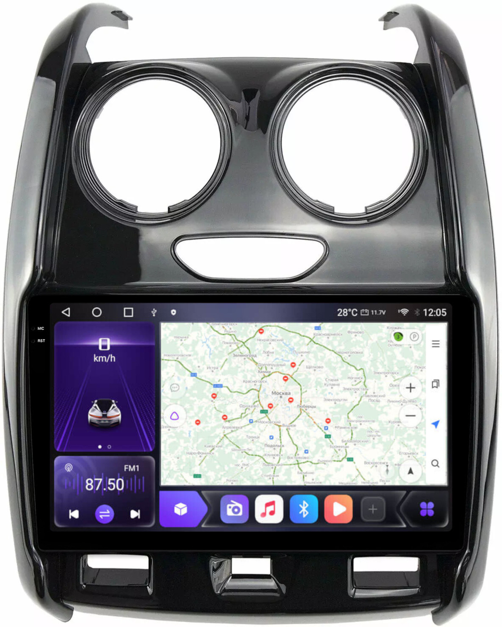 Магнитола для Renault Duster 2015-2020, Lada Largus 2021+ - Carmedia OL-9115-2 QLed+2K, Android 12, TS10,  CarPlay, 4G SIM-слот