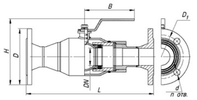 Кран шаровый д/газа МАЛЕН КШИ-150ф, Ру16