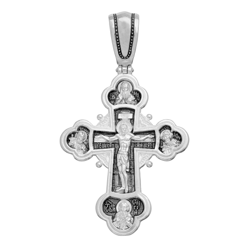 Крест из серебра/Чернение/С подвижным ухом/Архангел Михаил