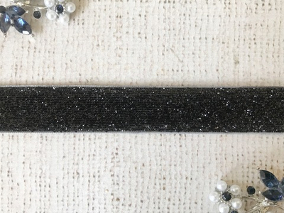 Лента бархатная с люрексом, ш. 2 см, чёрный