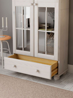 Шкаф-витрина Бритта двухдверная, с полками, массив сосны, белый воск