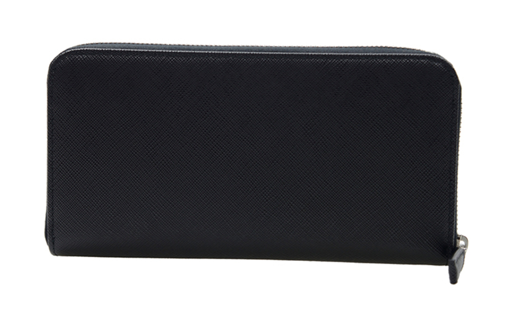 PRADA Saffiano Long Cow Leather Wallet Men"s Black