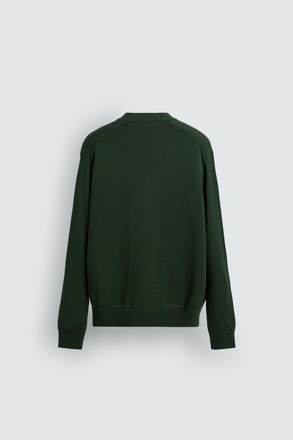 ZARA ХЛОПКОВЫЙ КАРДИГАН КЛАССИЧЕСКОГО КРОЯ, ЗЕЛЕНЫЙ