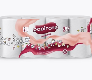 Полотенца бумажные Papirone Premium 3-х слойные 4 рулона