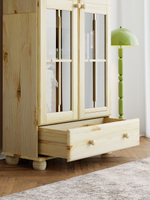 Шкаф витрина 77х32х186, Бритта, стеклянная, для посуды, в гостиную, двухдверный, лак, массив сосны, Dipriz