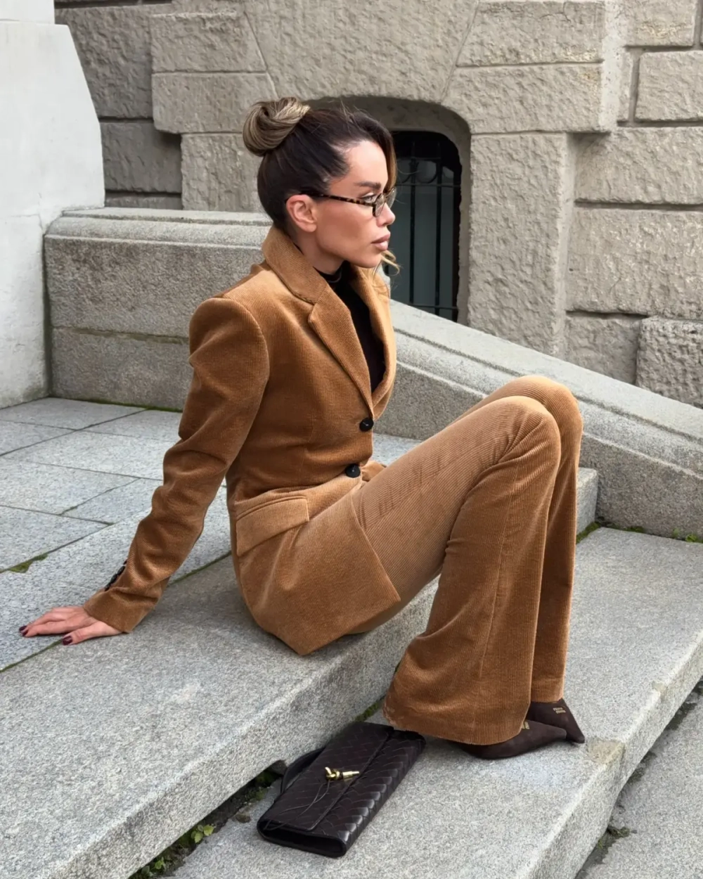 Брюки-клеш вельвет, Коричневый