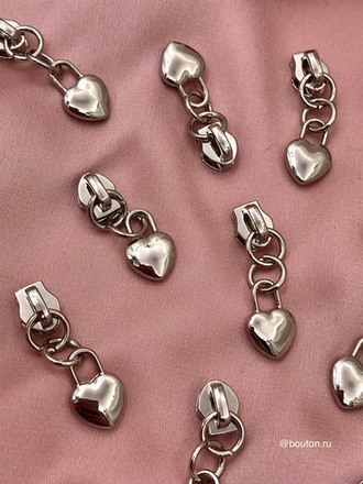 Собачка  / бегунок для молнии серебро сердце