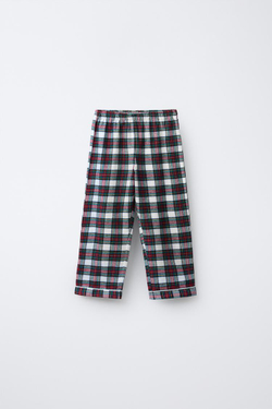 ZARA ФЛАНЕЛЕВАЯ ПИЖАМА В КЛЕТКУ, ЭКРЮ