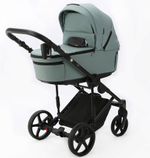 Детская коляска Adamex Zico Deluxe New 2 в 1 ZN-SA20 (СЕРО-ЗЕЛЕНАЯ КОЖА)