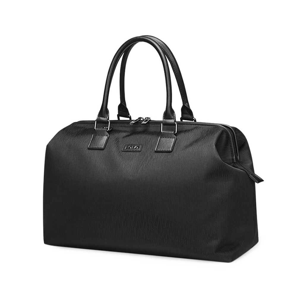 POLO Fabric With Synthetic Leather Shopping Bag Men"s Luggage Bag Travel Bag Men"s Black